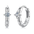 Crosshatch Moissanite Hoop Earrings in Sterling Silver