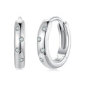 Scattered Moissanite Huggie Earrings in Sterling Silver
