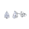 Pear Moissanite Solitaire Stud Earrings in Sterling Silver