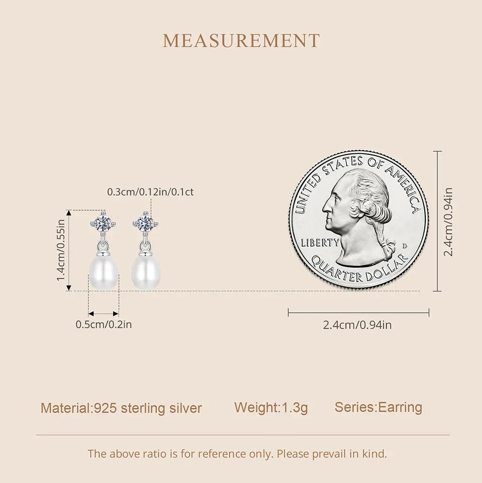 Moissanite Pearl-Effect Drop Stud Earrings in Sterling Silver