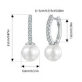 Moissanite Shell Pearl Drop Hoop Earrings in Sterling Silver