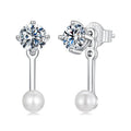 Moissanite Pearl-Effect Ear Jacket Earrings in Sterling Silver