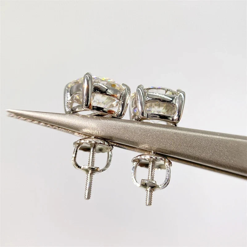 Colored Four-Prong Moissanite Screw-Back Stud Earrings