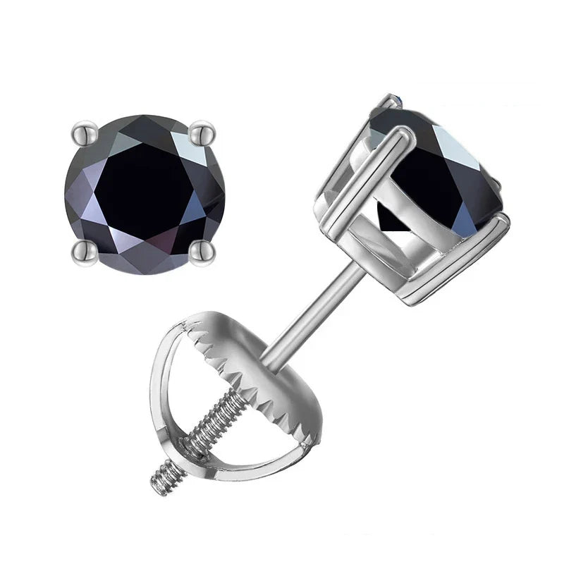Colored Four-Prong Moissanite Screw-Back Stud Earrings