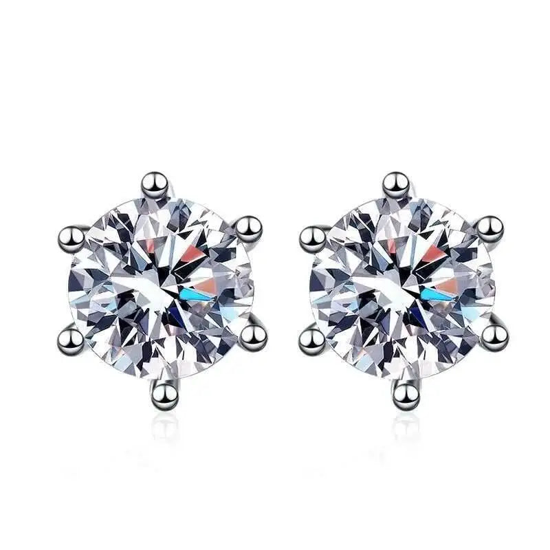 Black Moissanite Screw-Back Stud Earrings in Sterling Silver