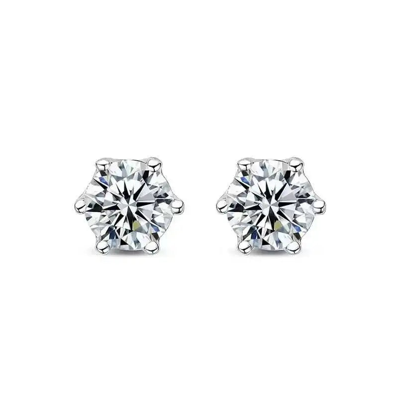 Black Moissanite Screw-Back Stud Earrings in Sterling Silver