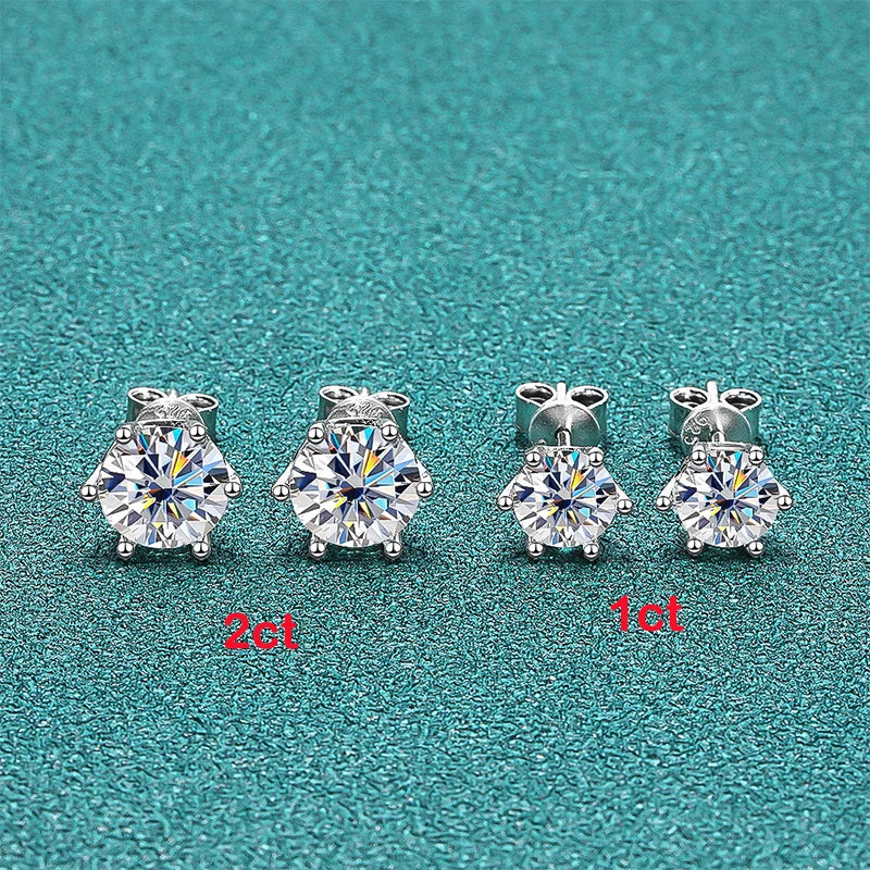 Six-Prong Moissanite Ball-Back Stud Earrings