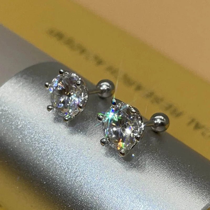 Six-Prong Moissanite Ball-Back Stud Earrings