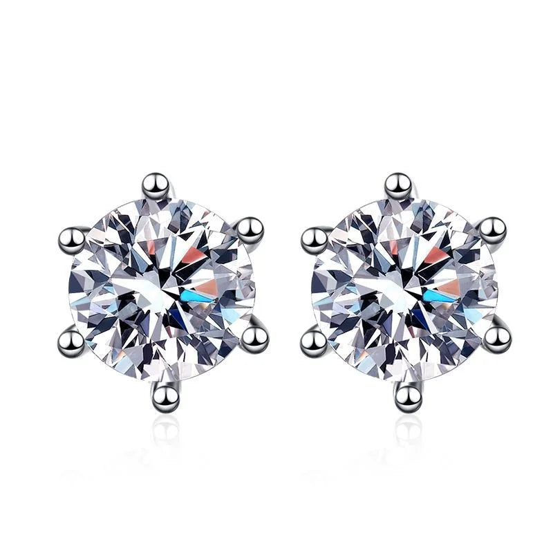 Six-Prong Moissanite Ball-Back Stud Earrings