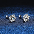 Six-Prong Moissanite Ball-Back Stud Earrings