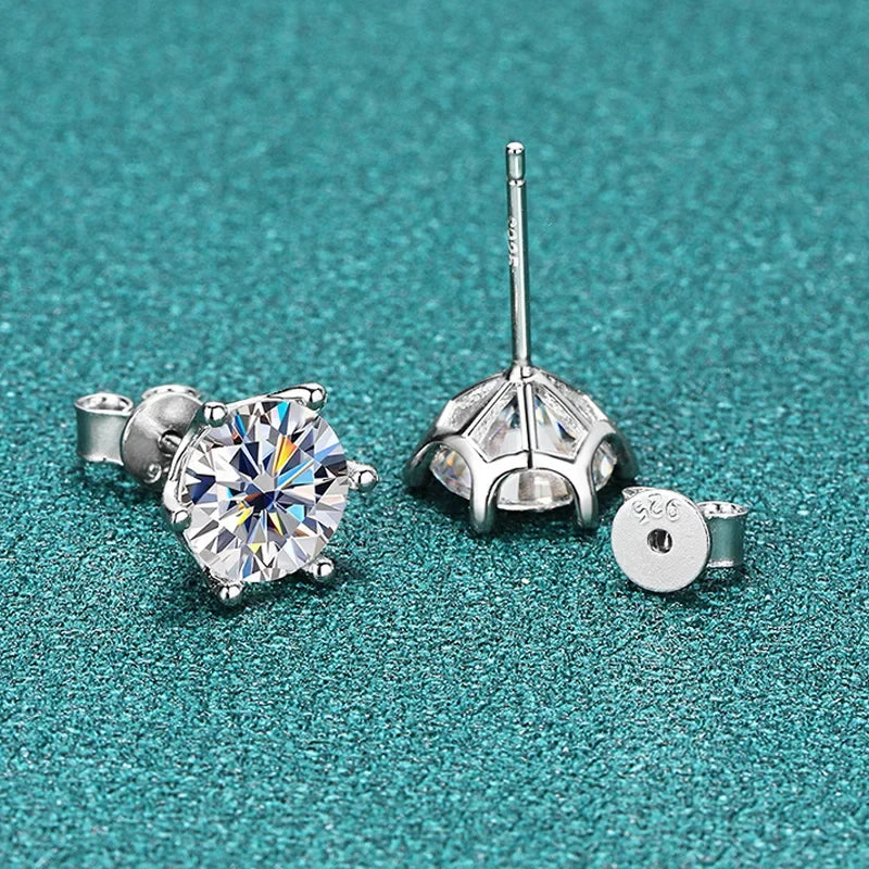 Six-Prong Moissanite Ball-Back Stud Earrings