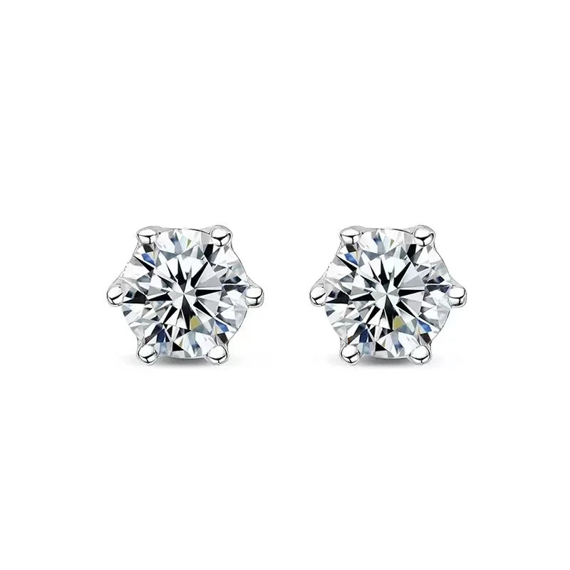Six-Prong Moissanite Ball-Back Stud Earrings