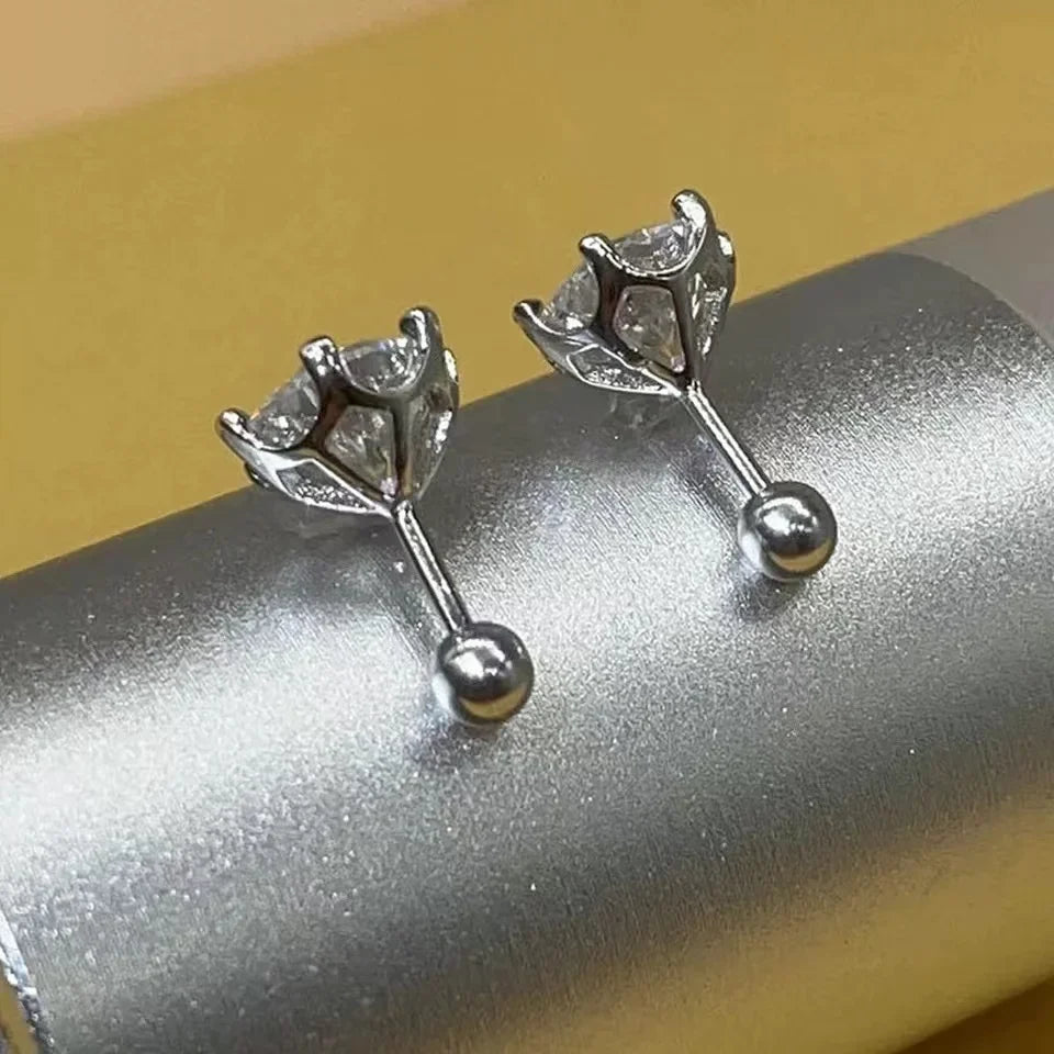 Six-Prong Moissanite Ball-Back Stud Earrings