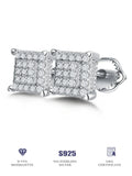 Square Pavé Moissanite Stud Earrings in Sterling Silver
