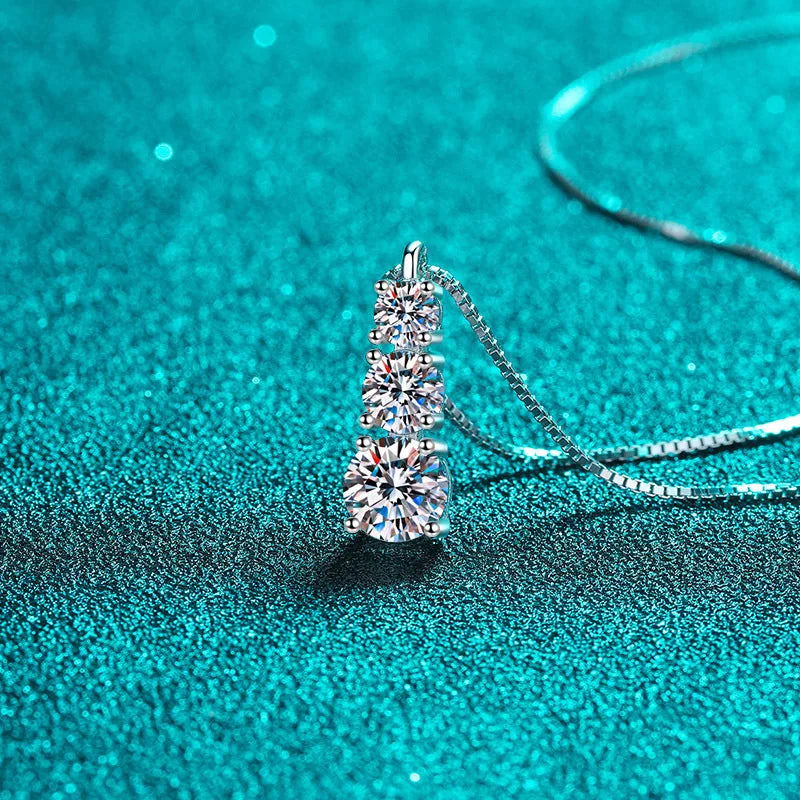 Graduated Moissanite Necklace, Drop Earrings & Ring Set