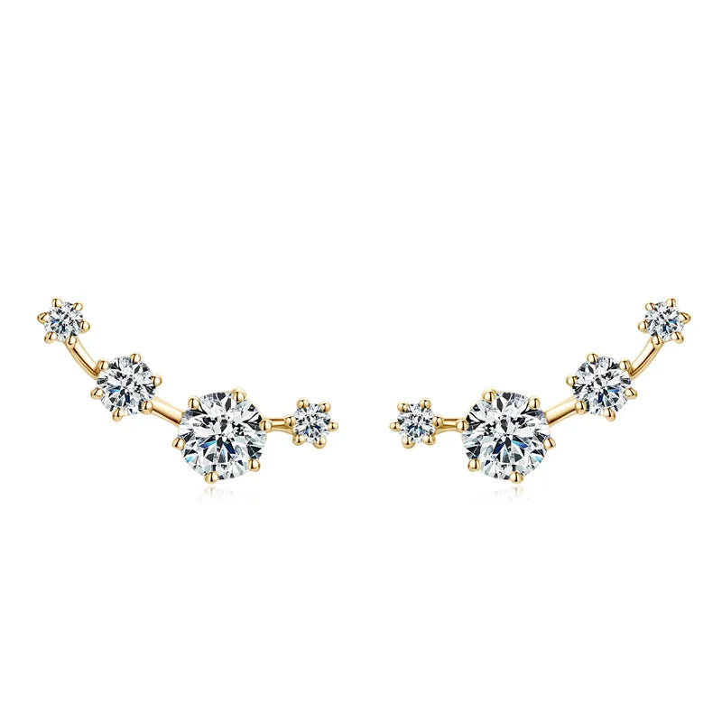 Four-Stone Moissanite Ear Climber Earrings in Sterling Silver
