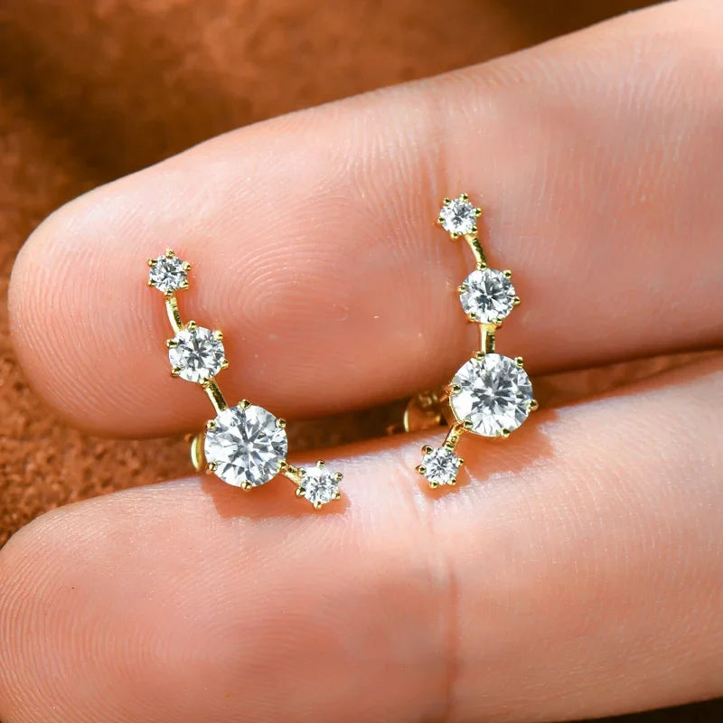 Four-Stone Moissanite Ear Climber Earrings in Sterling Silver