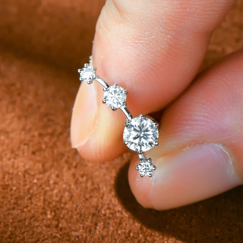 Four-Stone Moissanite Ear Climber Earrings in Sterling Silver