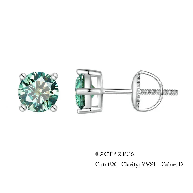 Four-Prong Moissanite Screw-Back Stud Earrings