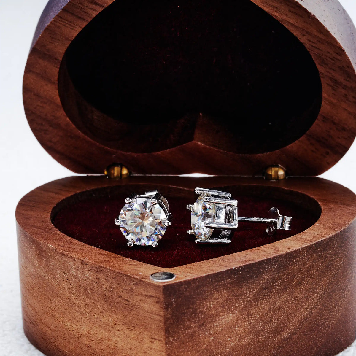 Round Solitaire Moissanite Stud Earrings in Sterling Silver