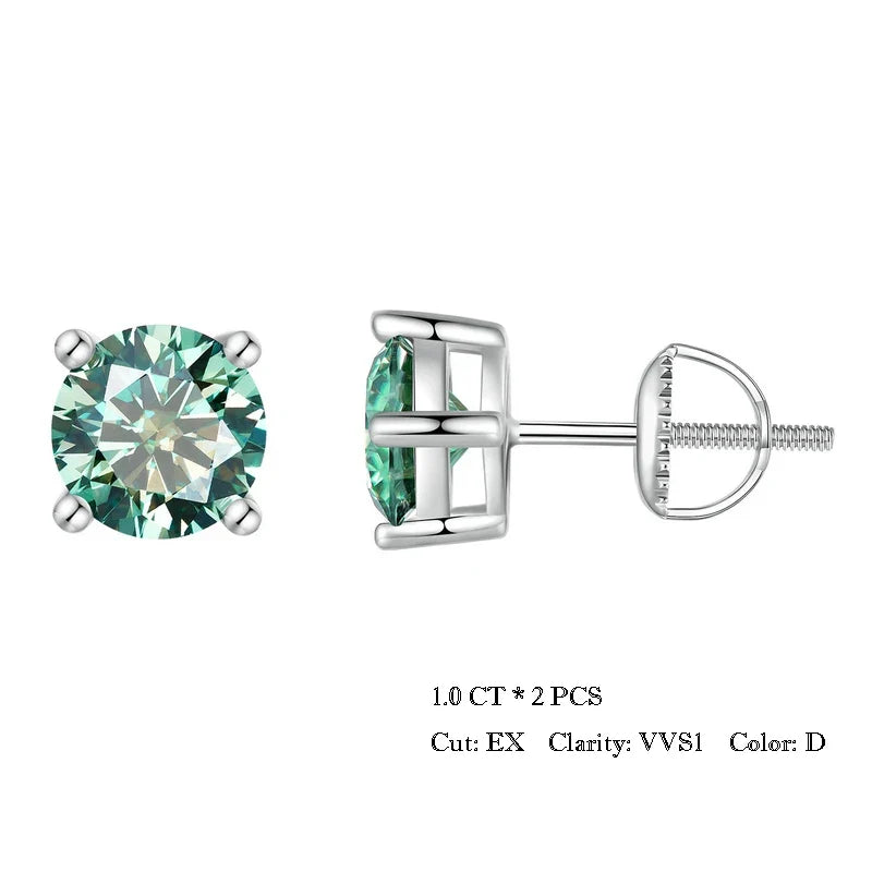 Four-Prong Moissanite Screw-Back Stud Earrings