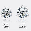 Three-Prong Round Moissanite Stud Earrings in Silver