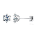 Round Moissanite Crown-Setting Stud Earrings in Sterling Silver