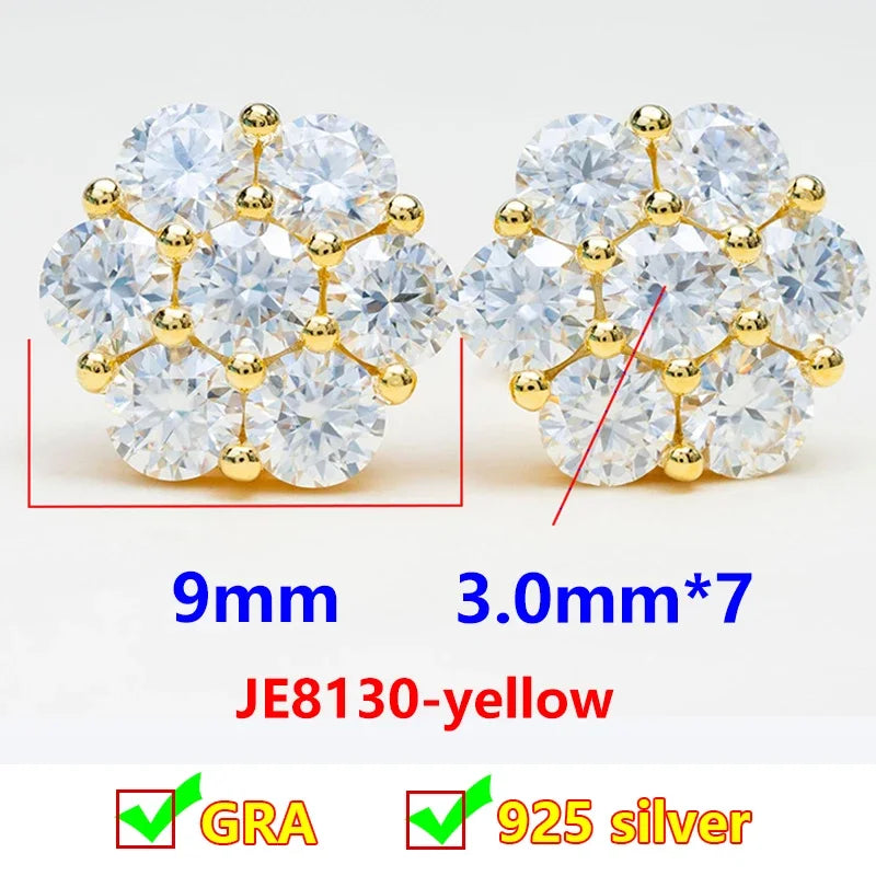 Seven-Stone Flower Moissanite Cluster Stud Earrings