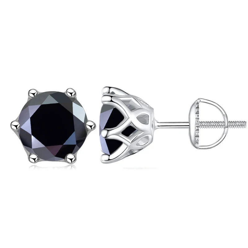 Colored Six-Prong Moissanite Screw-Back Stud Earrings