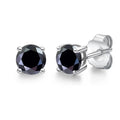 Black & White Moissanite Four-Prong Stud Earrings