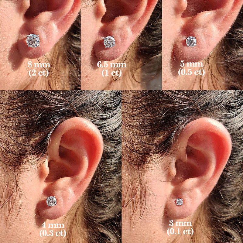 Black & White Moissanite Four-Prong Stud Earrings
