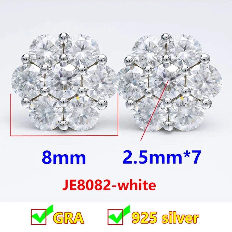 Seven-Stone Flower Moissanite Cluster Stud Earrings