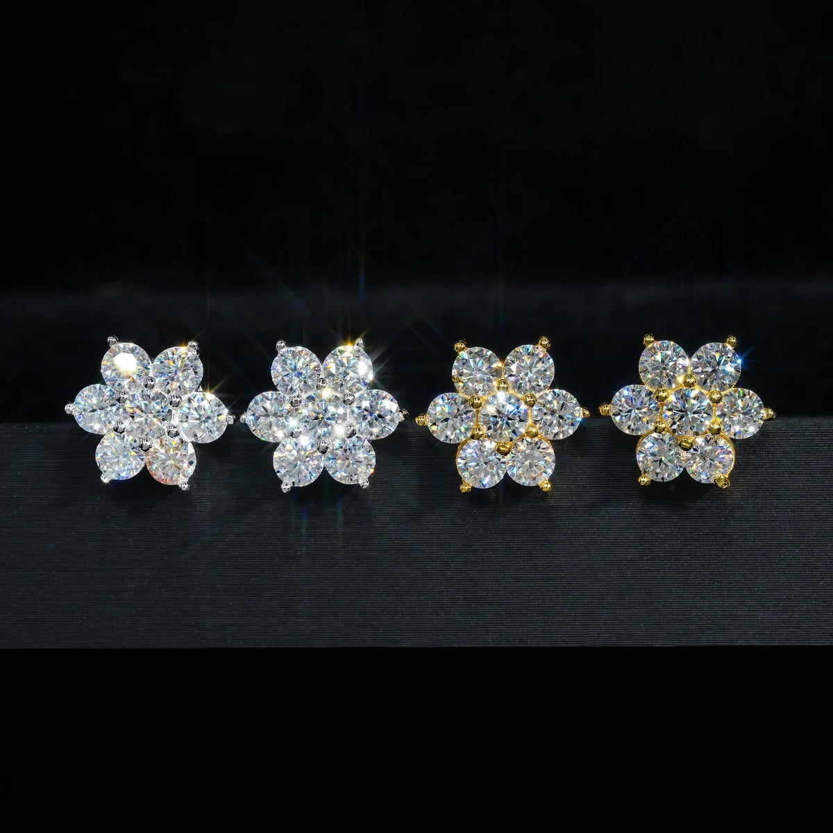 Seven-Stone Flower Moissanite Cluster Stud Earrings