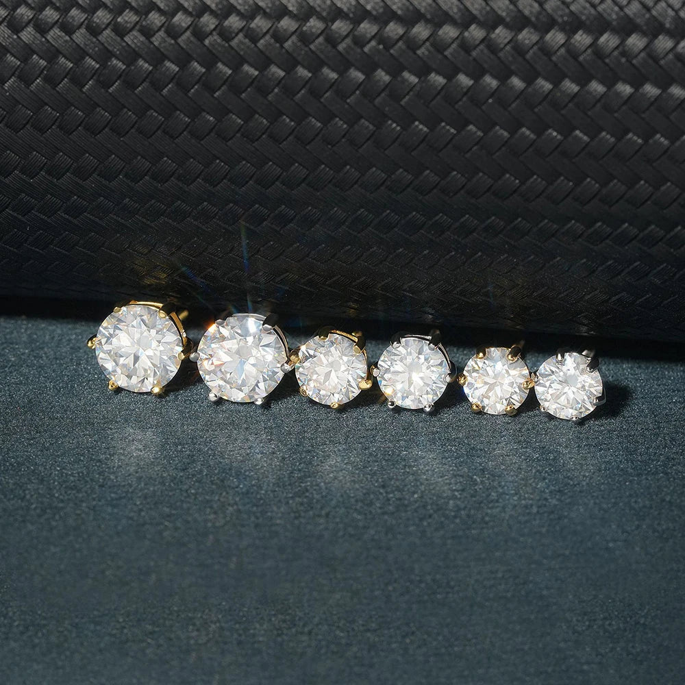 Colored Six-Prong Moissanite Basket Stud Earrings in Silver