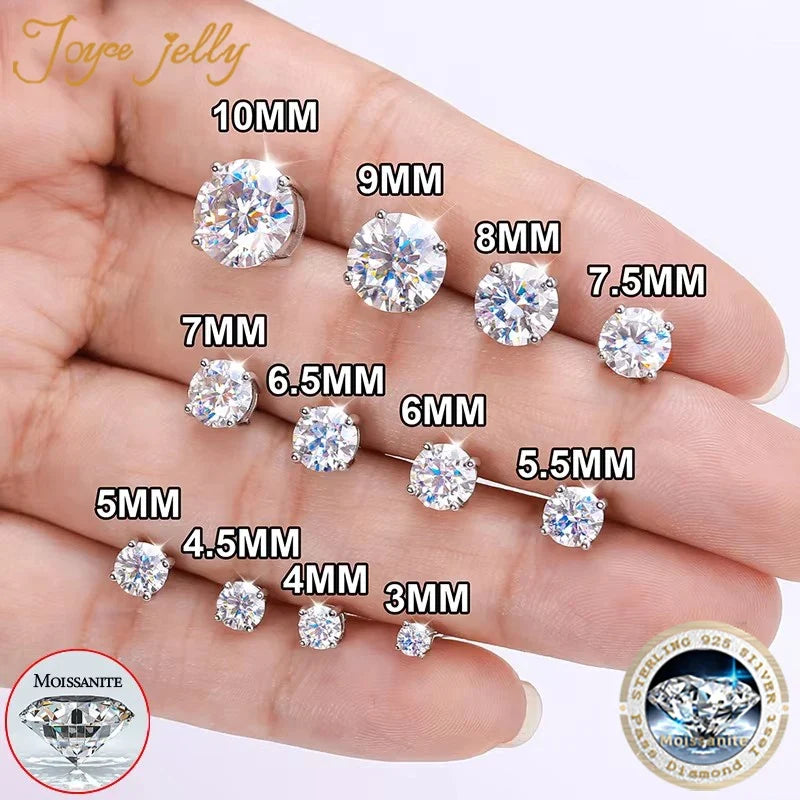 Black & White Moissanite Four-Prong Stud Earrings