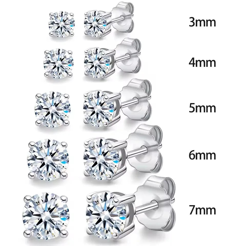 Black & White Moissanite Four-Prong Stud Earrings