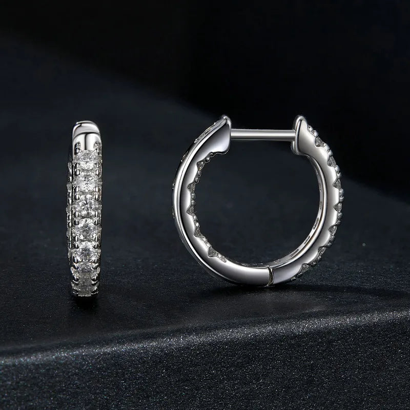 Inside-Out Moissanite Huggie Hoop Earrings in Sterling Silver