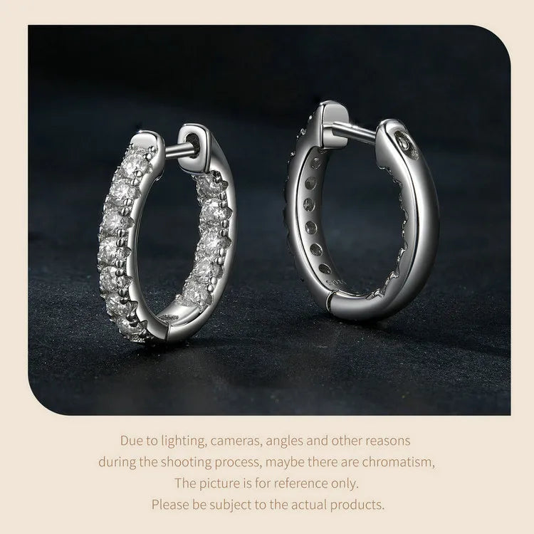 Inside-Out Moissanite Huggie Hoop Earrings in Sterling Silver