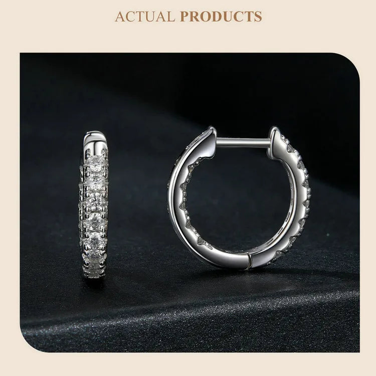 Inside-Out Moissanite Huggie Hoop Earrings in Sterling Silver