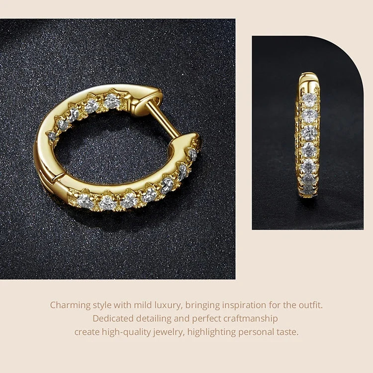 Inside-Out Moissanite Huggie Hoop Earrings in Sterling Silver