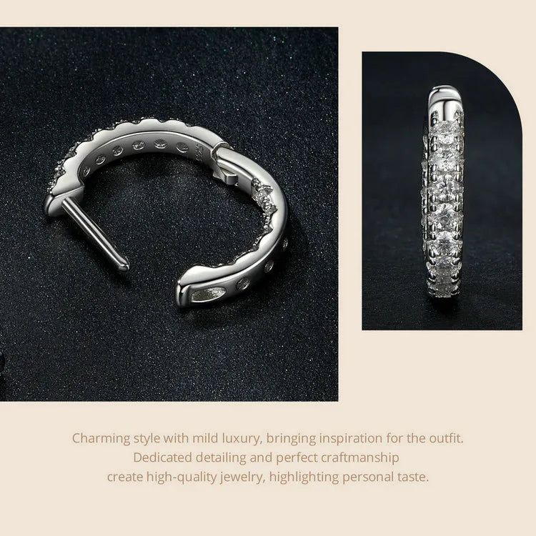 Inside-Out Moissanite Huggie Hoop Earrings in Sterling Silver