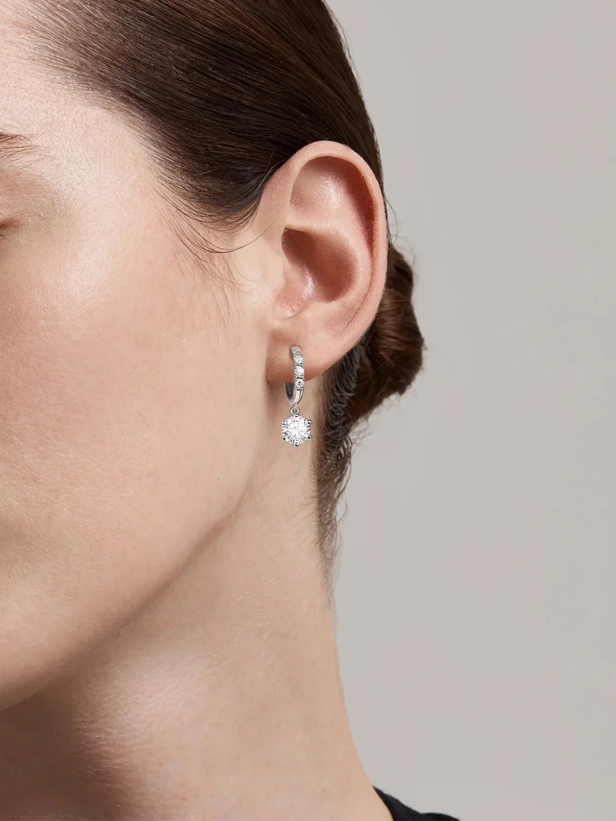 Moissanite Hoop & Drop Earrings in Sterling Silver