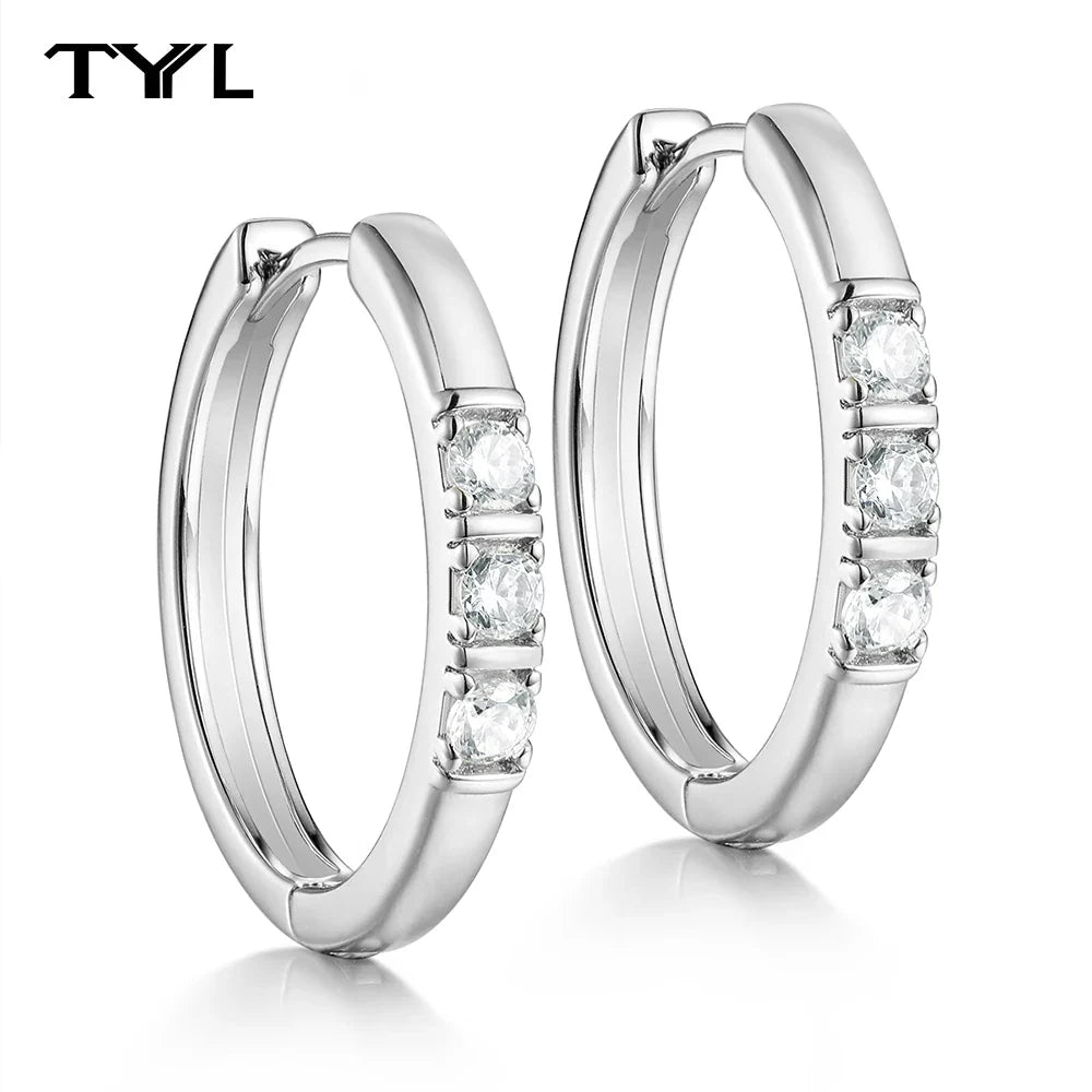 Moissanite Hoop & Drop Earrings in Sterling Silver