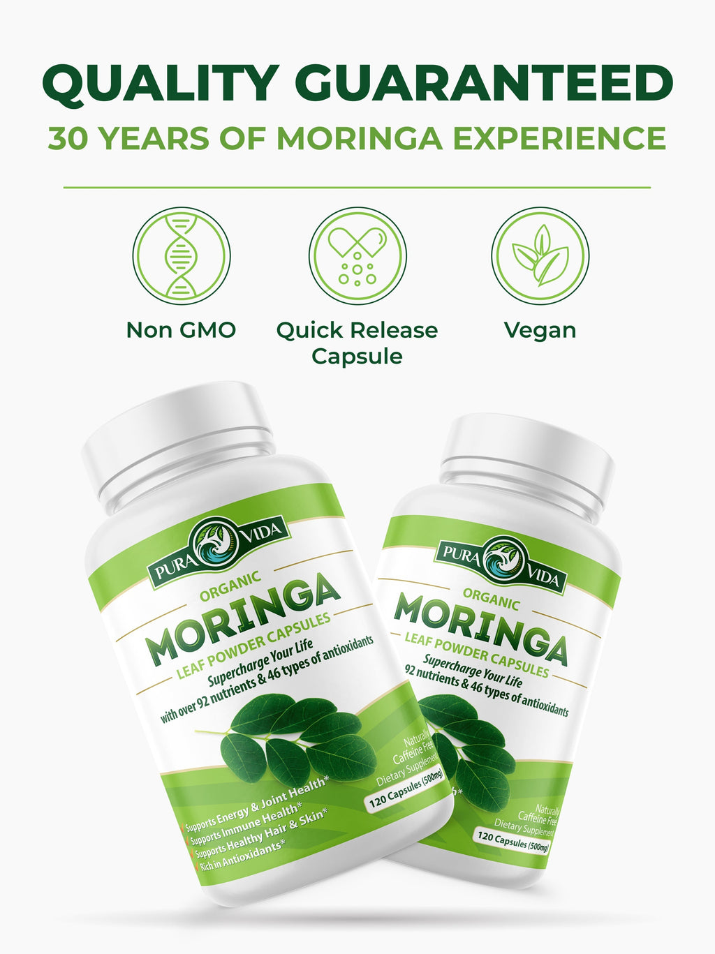 USDA Organic Moringa Capsules (120 Ct.)
