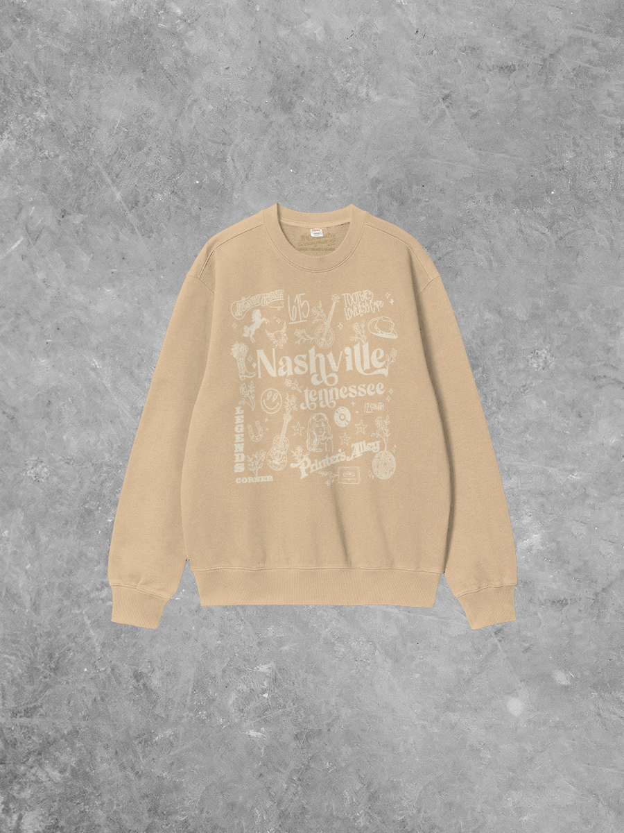 Underground Original Design: Nashville Tennessee Collage Boxy Cotton Sweatshirt