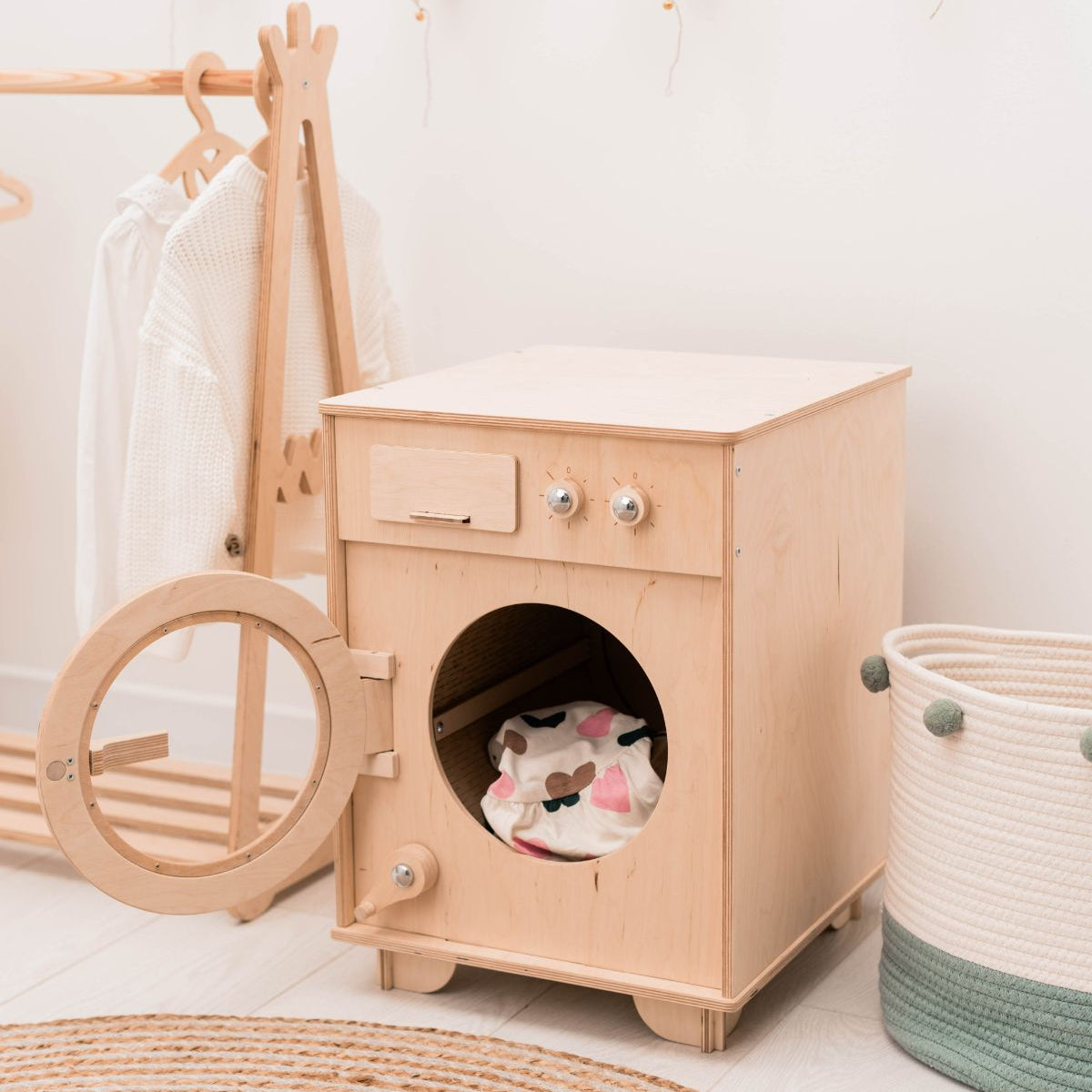 Natural Wooden Toy Washing Machine (B2B)