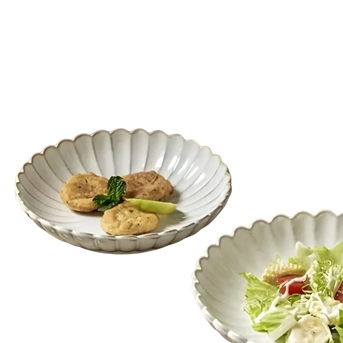 Nordic White Ceramic Scalloped Dinner Plate