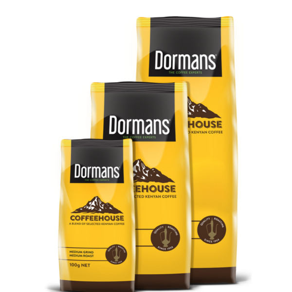 Dormans Decaf Kenya Coffee dark roast fine grind 375g front package