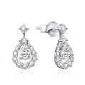 Pear Moissanite Halo Drop Earrings in Sterling Silver