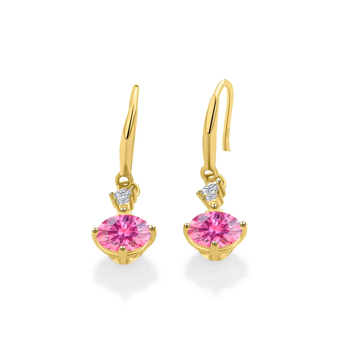 Colorful Moissanite Hook Drop Earrings in Sterling Silver